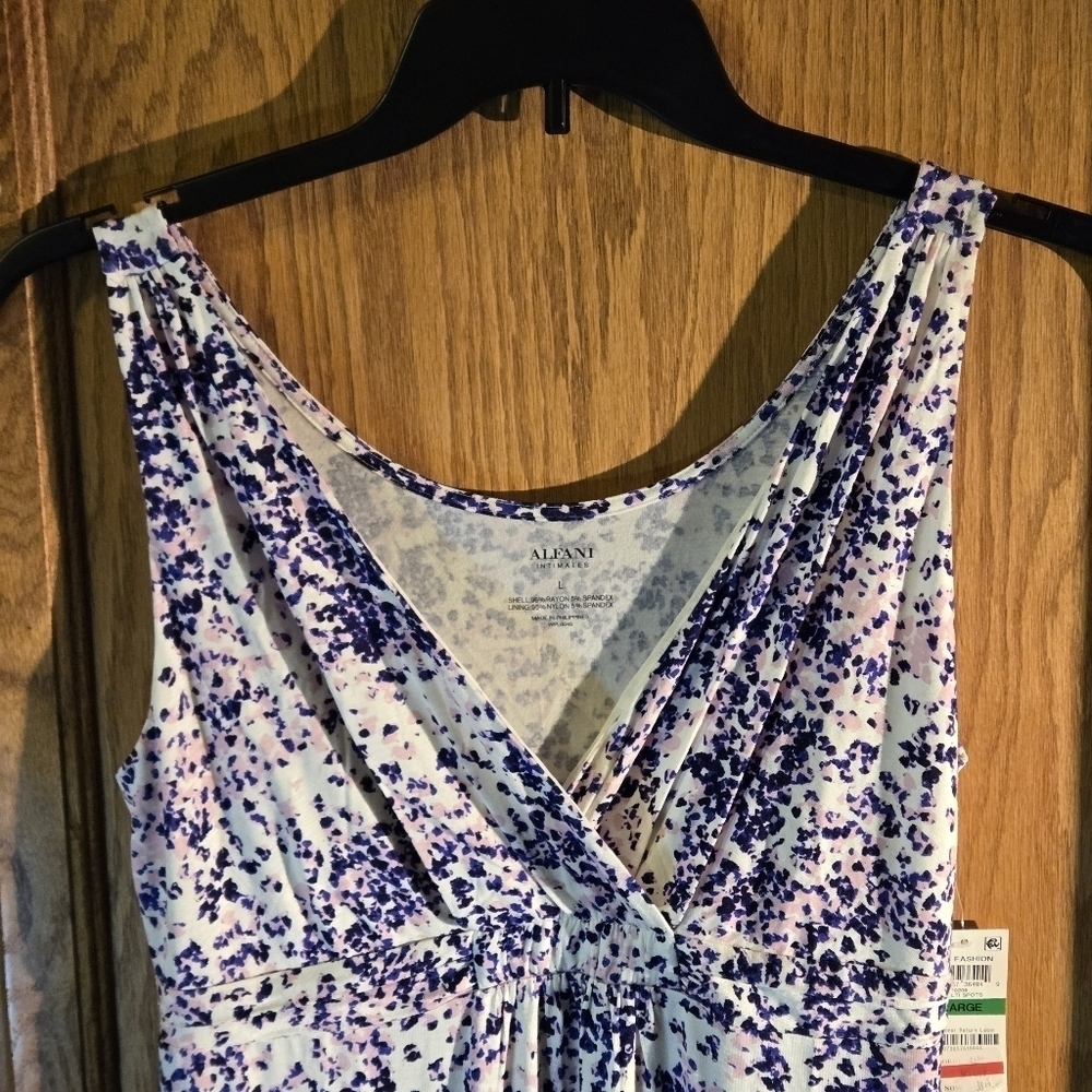 Alfani Maxi Dress Loungewear Sleeveless Pink Purple White Mottled Spots Women L - Picture 5 of 15